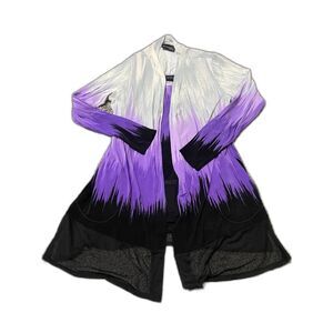 New Attitudes by Renee Purple, Black Jersey Mesh Trim Cardigan & Tank Set M